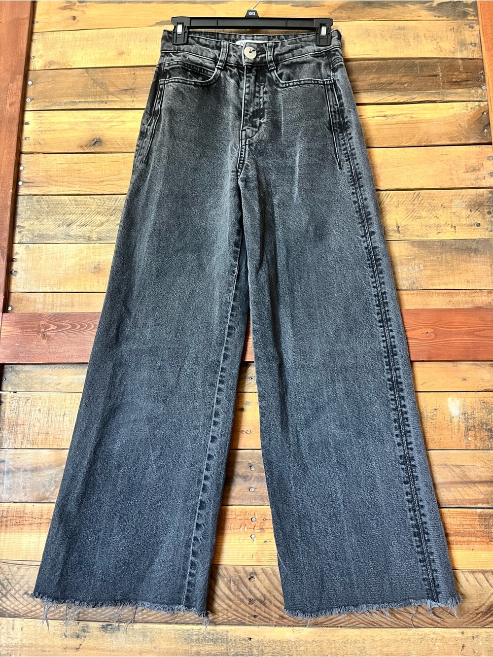 Zara Black Wash High-Rise Wide Leg Jeans